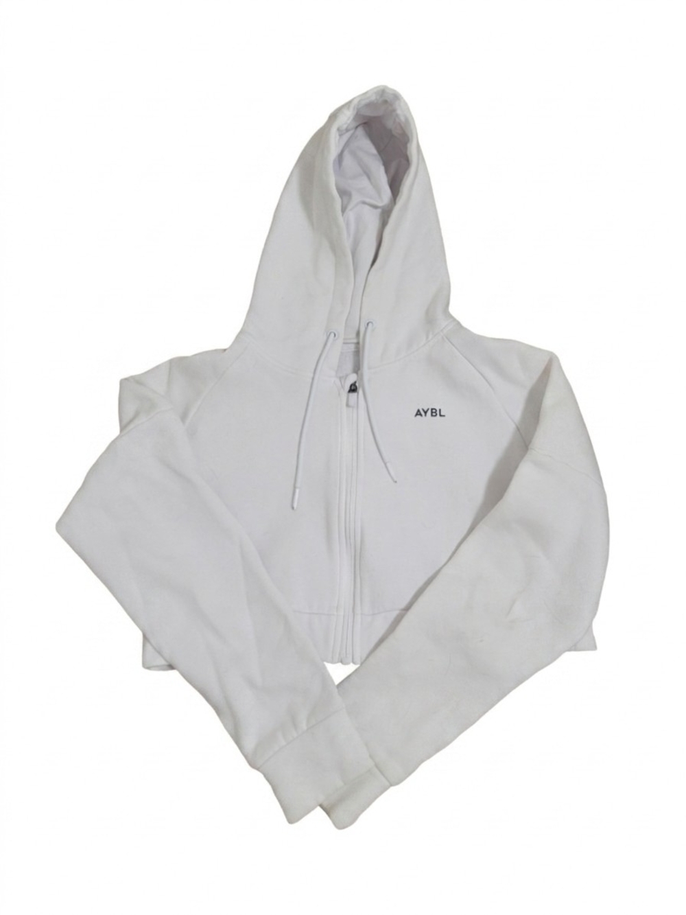 AYBL White Full-Zip Cropped Hoodie with Hood